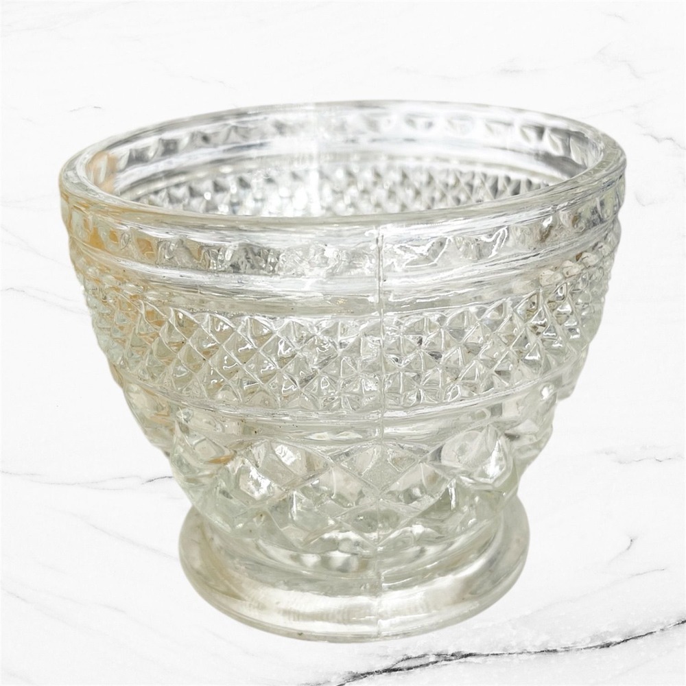 Anchor Hocking Wexford Diamond Cut Sugar Bowl 3" Vintage Home Kitchen Decor